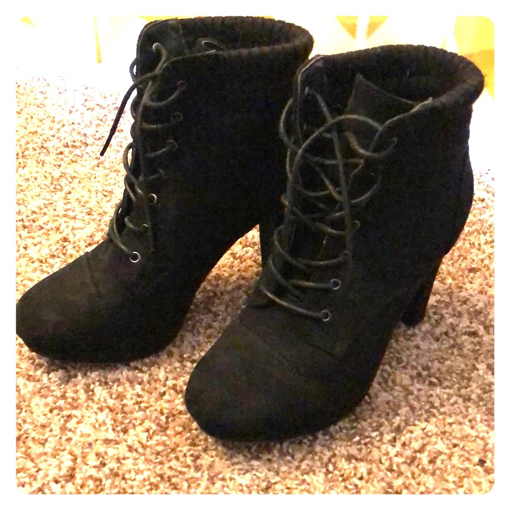 Black lace-up heels